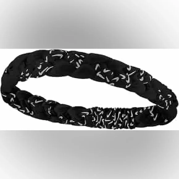 Nike Braided Headband Braidedβ Black/White Womens One Size NWT - Picture 1 of 4